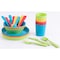 Basicwise 24-Piece Kids Dinnerware Set Plastic 4 Plates, 4 Bowls, 4 Cups, 4 Forks, 4 Knives, and 4 Spoons QI003487 - alternate 3